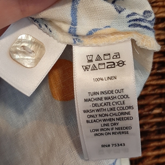 Nicole Miller New York Skirt Women's Large Blue 100% Linen Resort Wear Wrap Midi - Picture 11 of 11